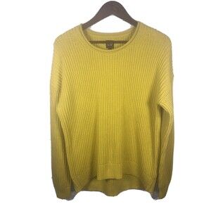 Gap Sweater Women's M Neon Yellow Knit Crew Neck Winter Cozy Comfy Chunky Knit